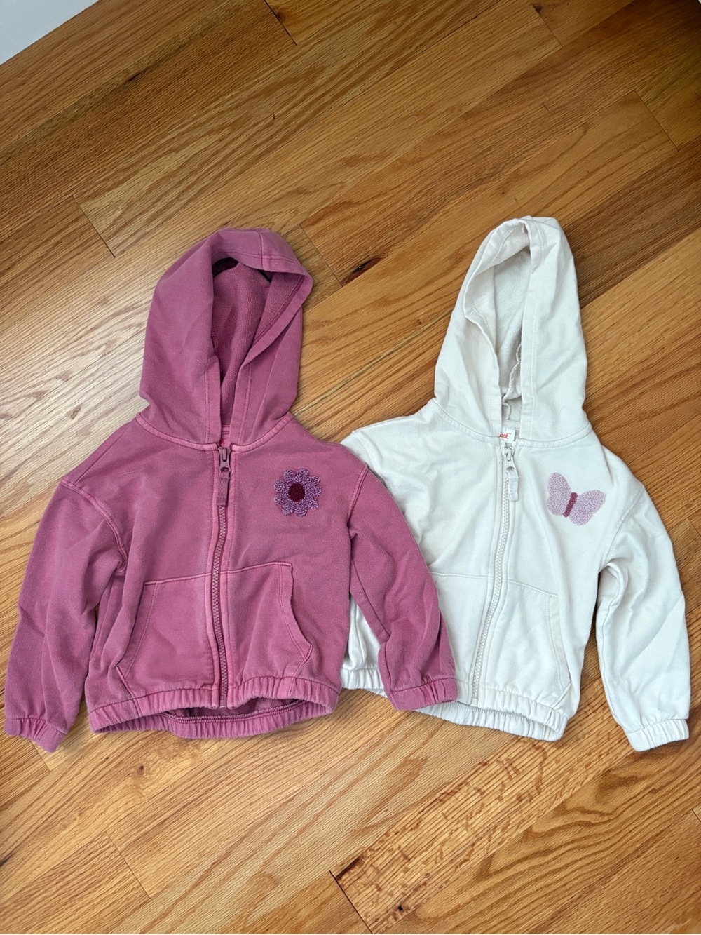 Cat & Jack Two-Tone Hooded Zip Jackets in Dusty Rose and Cream Two Pack